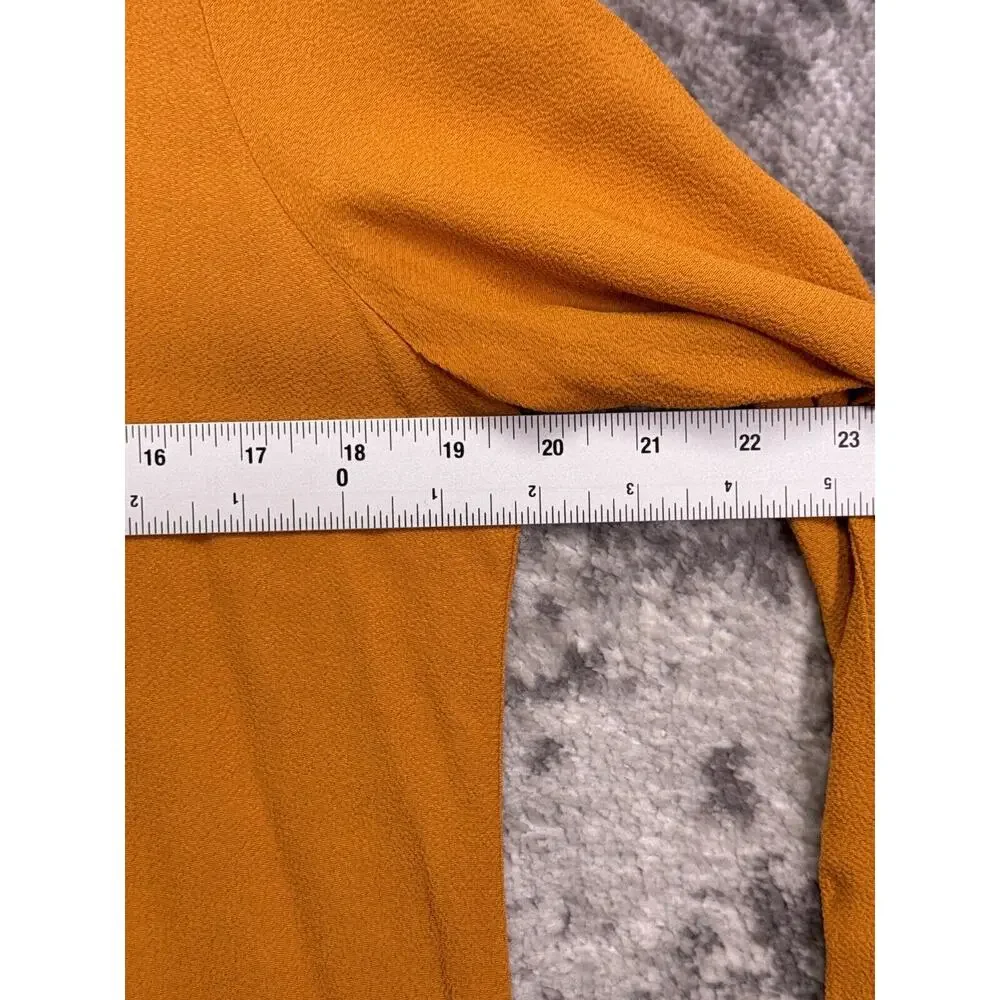 Reformation Shirt Small Womens Gold Crepe Long Sleeve Button Up Top